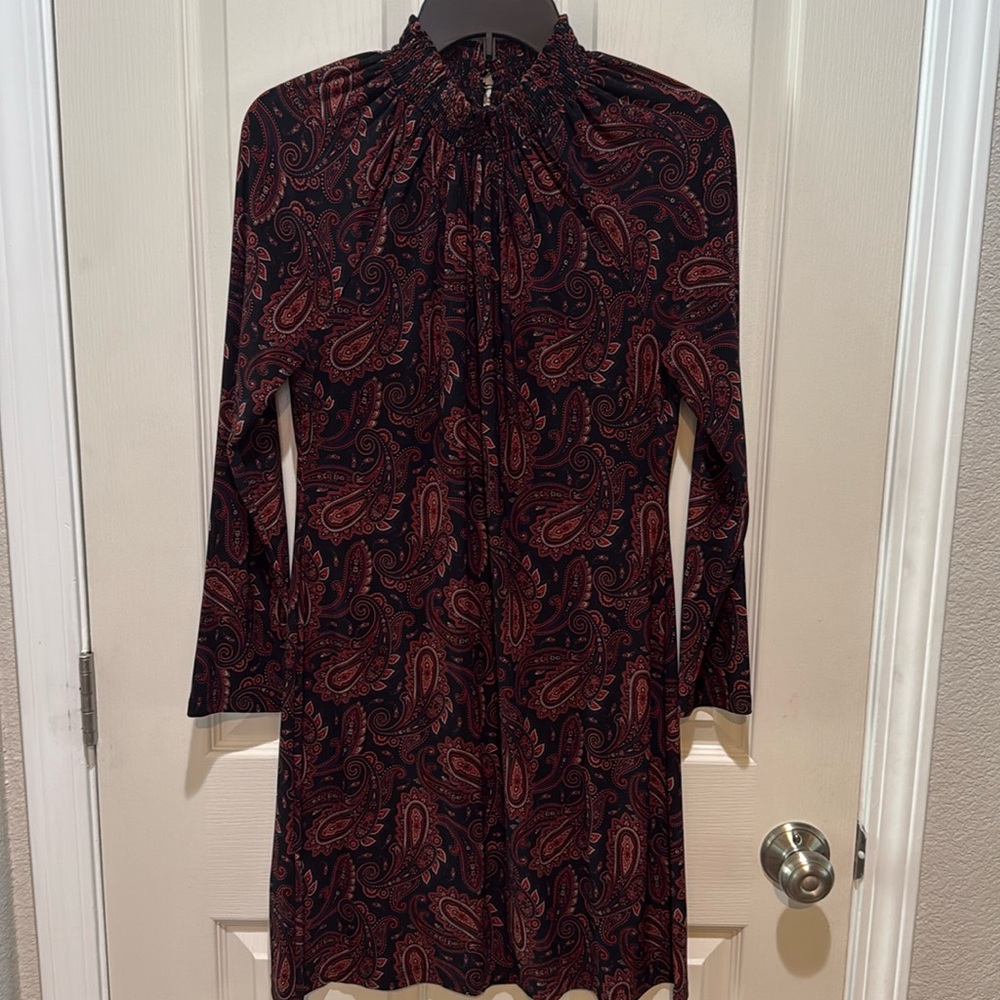 Tommy Hilfiger Womens Size 8 Dress Paisley Print Burgandy